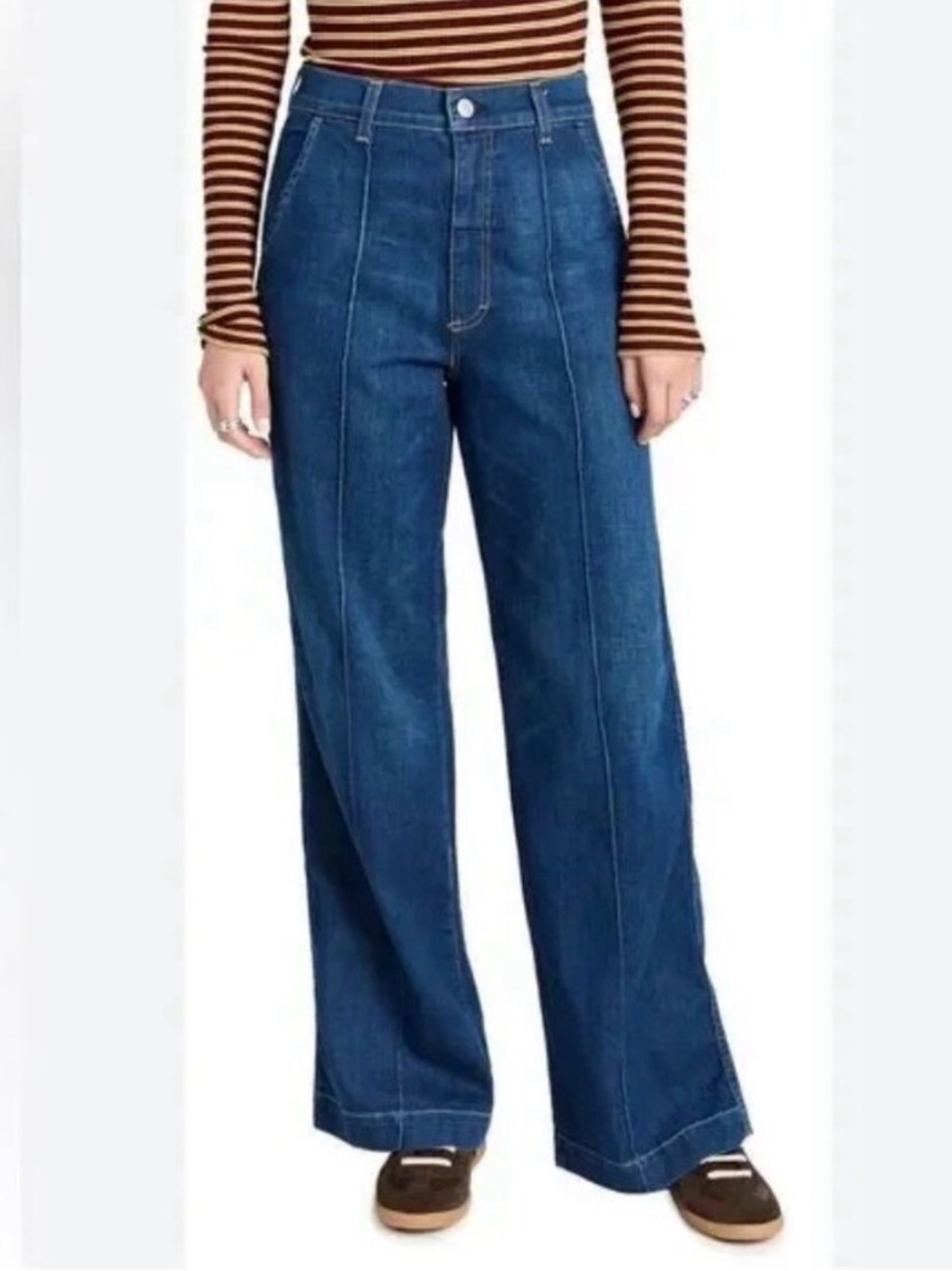 AMO Dark Blue Wide Leg Jeans - Flare